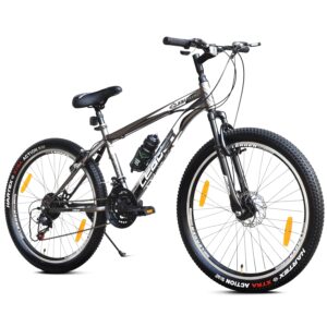 Leader Gladiator 26t Mountain Bike Multispeed (21 Speed) Gear Cycle | Free Pan India Installation| Front Suspension and Disc Brake (26T, Grey), Unisex, Women, 18 Inches